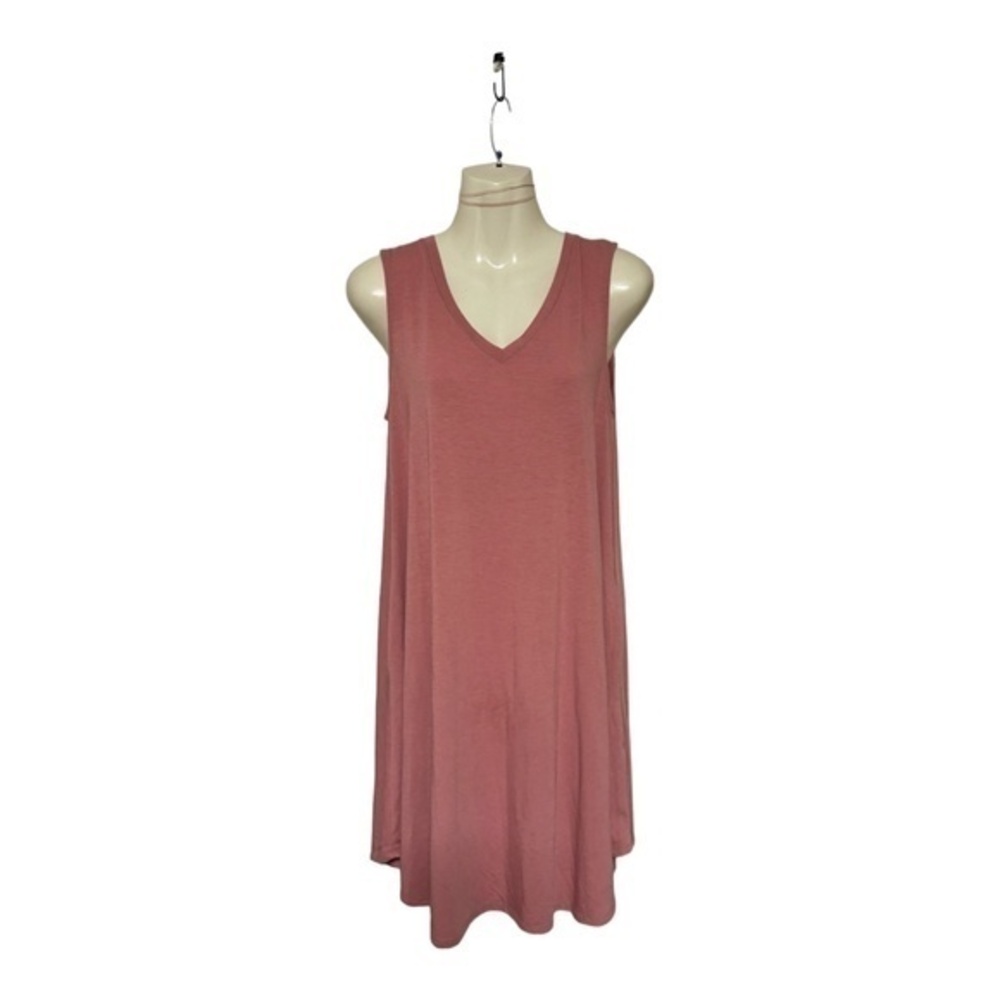 Zenana Premium Womens Jersey Knit Dusty Rose Dress A-Line Sleeveless Size M
